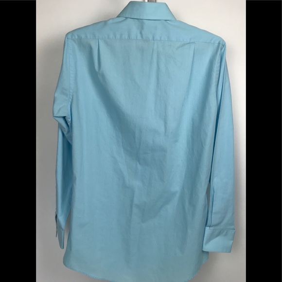 Van Heusen Mens Poplin Fitted Blue Shirt 14-14.5 Button Up - Picture 2 of 3